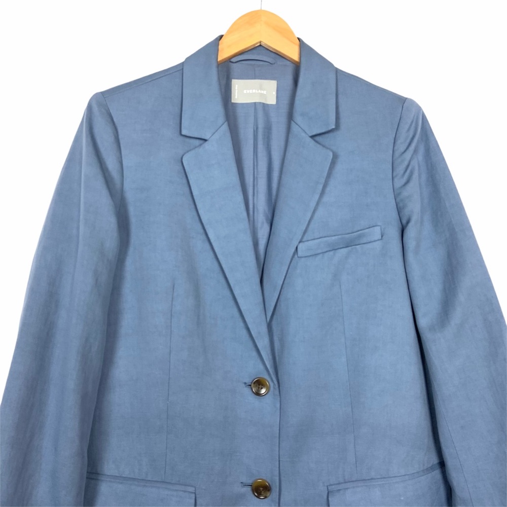 Everlane The Cotton-Linen Blazer Size 8 Blue - Picture 6 of 12